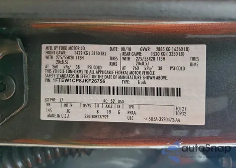 2018 Ford F150 Supercrew from USA, damaged, VIN 1FTEW1CP8JKF26756